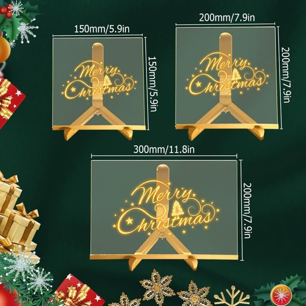 LED Transparent Magic Board For Kids Luminous Acrylic Drawing Note Board With Stand Educational DIY 3