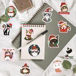 aesthetic christmas cat stickers pack for scrapbook toy diary kids laptop graffiti decoration