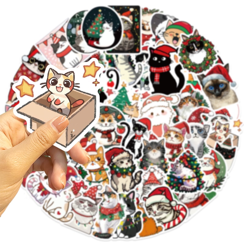 Aesthetic Christmas Cat Stickers Pack For Scrapbook Toy Diary Kids Laptop Graffiti Decoration 4