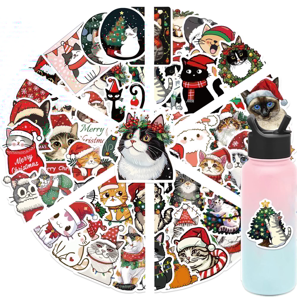 Aesthetic Christmas Cat Stickers Pack For Scrapbook Toy Diary Kids Laptop Graffiti Decoration 5