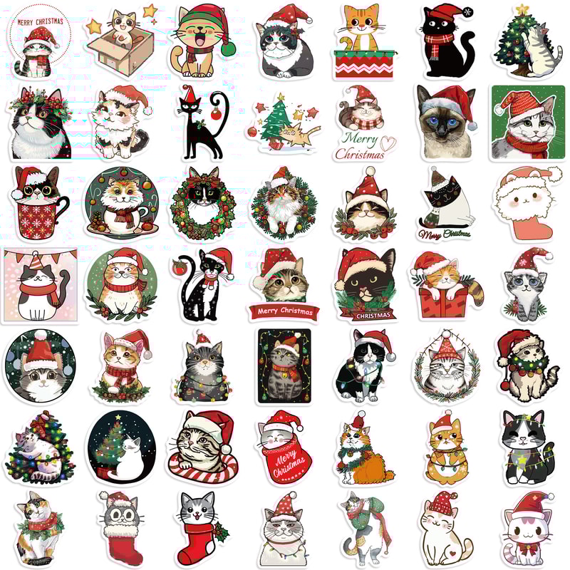 Aesthetic Christmas Cat Stickers Pack For Scrapbook Toy Diary Kids Laptop Graffiti Decoration 6