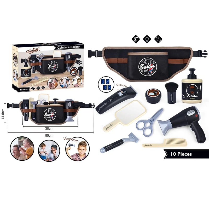 Barber Role Pretend Play Toy For Boys Electric Hairdressing Cosmetics Tools Set Kids Hair Salon Sha 5