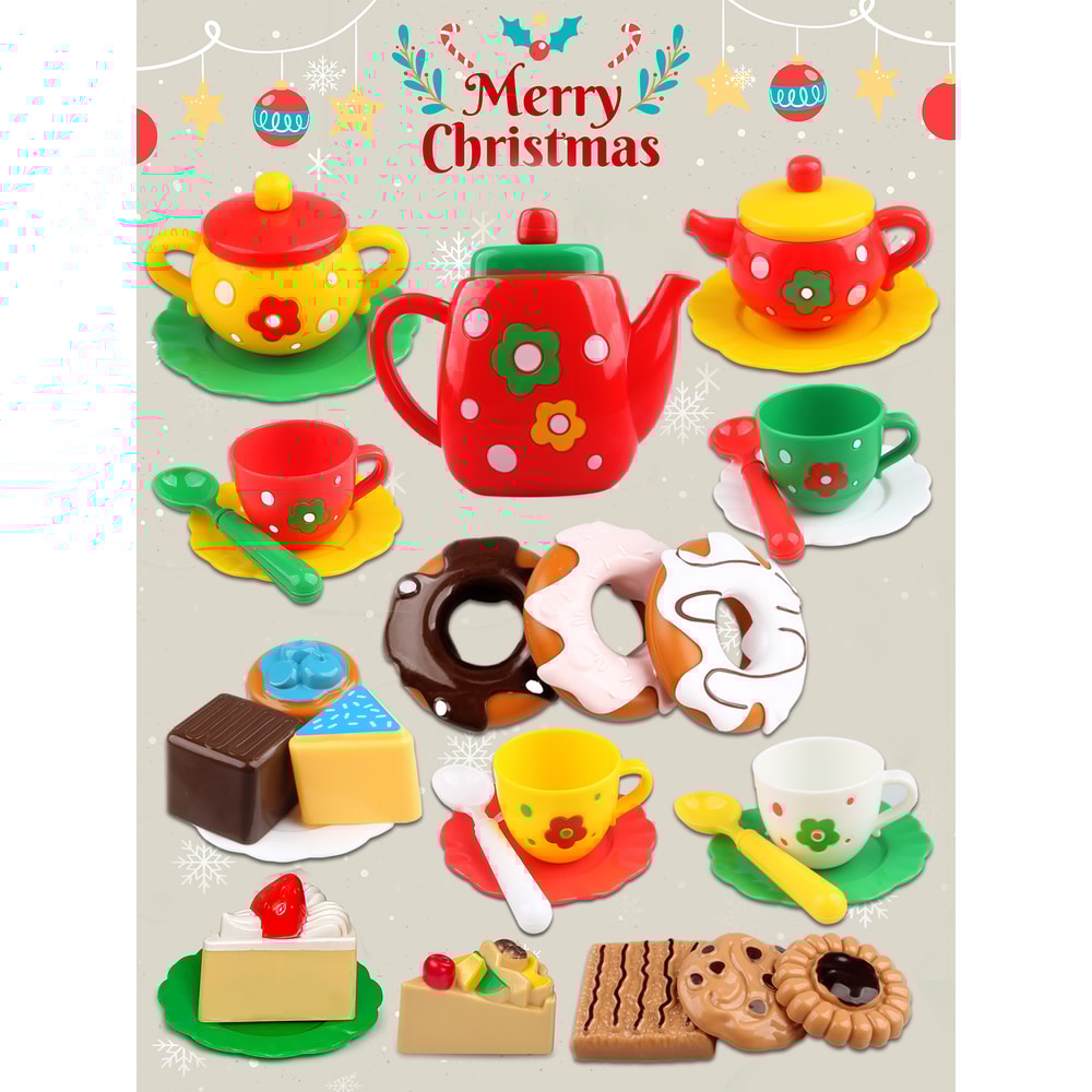 Cake Dessert Afternoon Tea Set for Girls Kitchen Toys Kids Holiday Christmas New Year Gifts