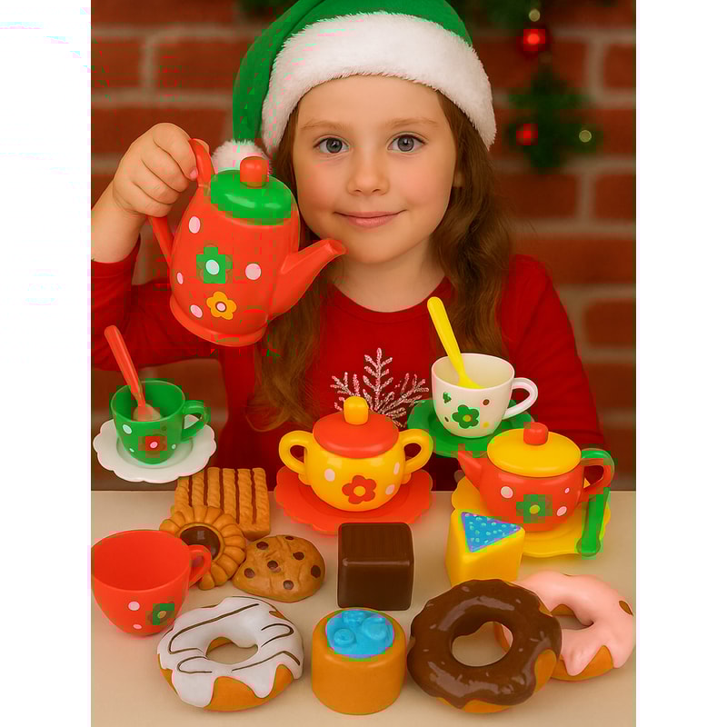 Cake Dessert Afternoon Tea Set for Girls Kitchen Toys Kids Holiday Christmas New Year Gifts