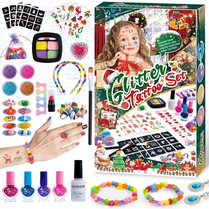 Christmas DIY Makeup And Armor Set Jewelry Beads Necklaces Hairpins Cartoon Toys Gifts For Children 0