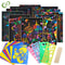 DIY Art Magic Color Rainbow Scratch Card Set With Graffiti Stencil For Kids Painting Craft 0