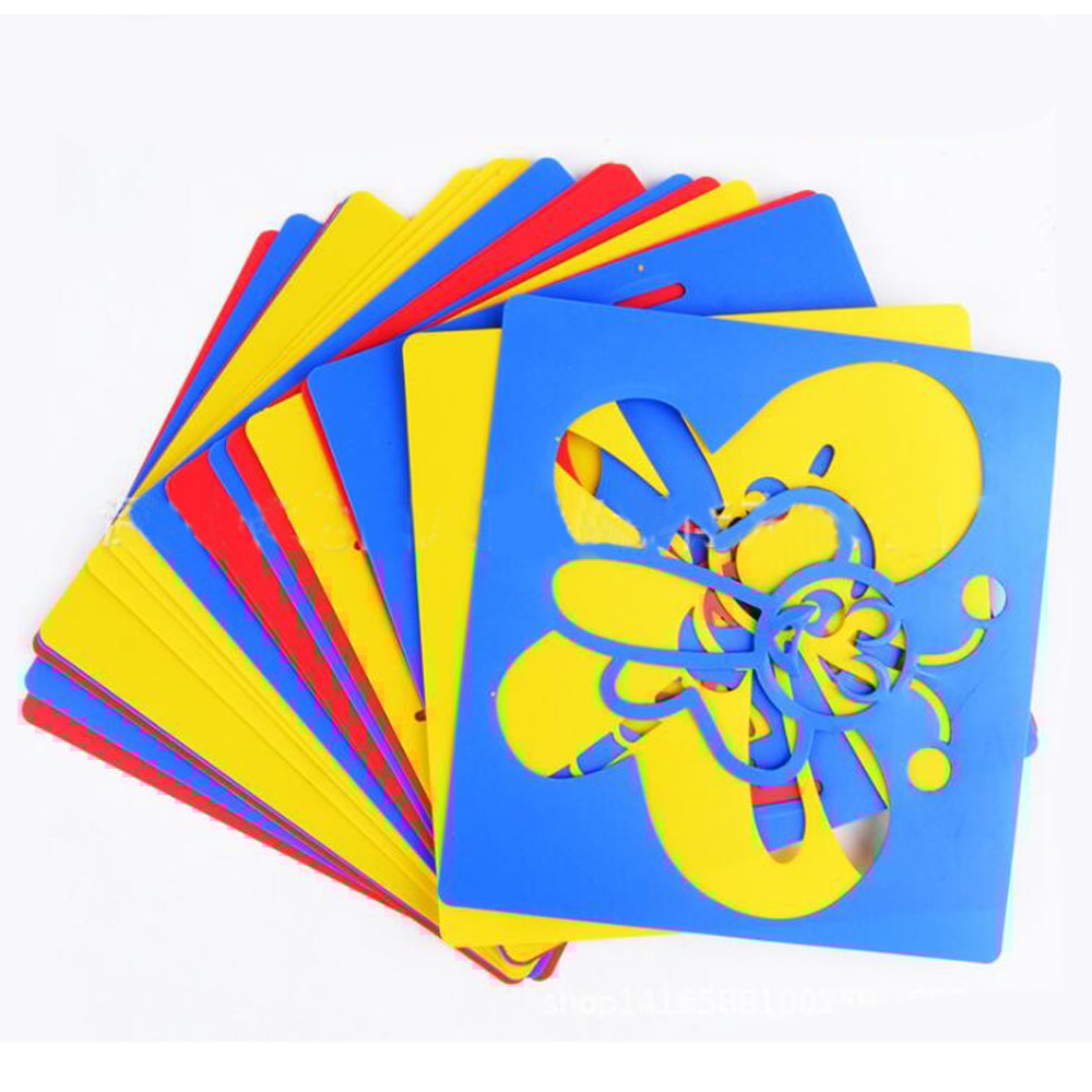 DIY Art Magic Color Rainbow Scratch Card Set With Graffiti Stencil For Kids Painting Craft 3