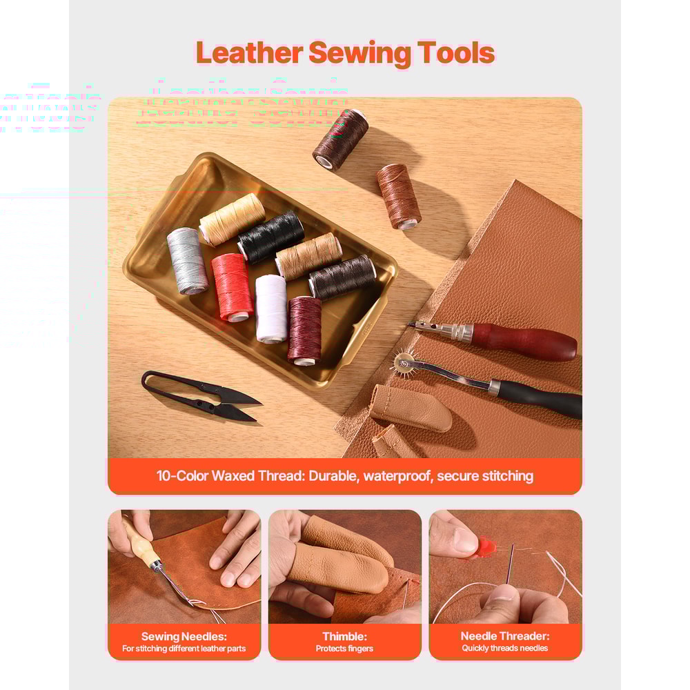 Leather Craft Tools Kit Engraving Punching Sewing Stamping Tools With Storage Bag 1