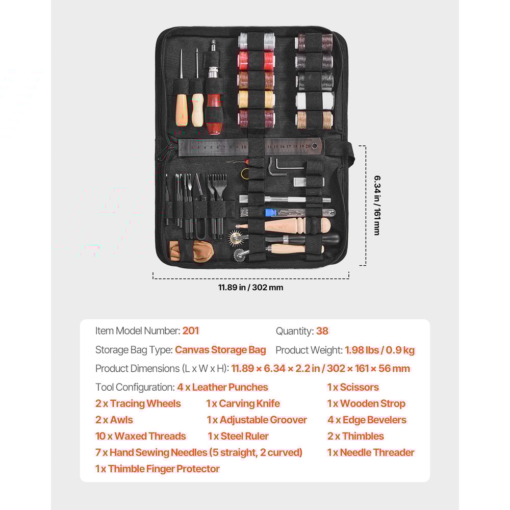 Leather Craft Tools Kit Engraving Punching Sewing Stamping Tools With Storage Bag 4