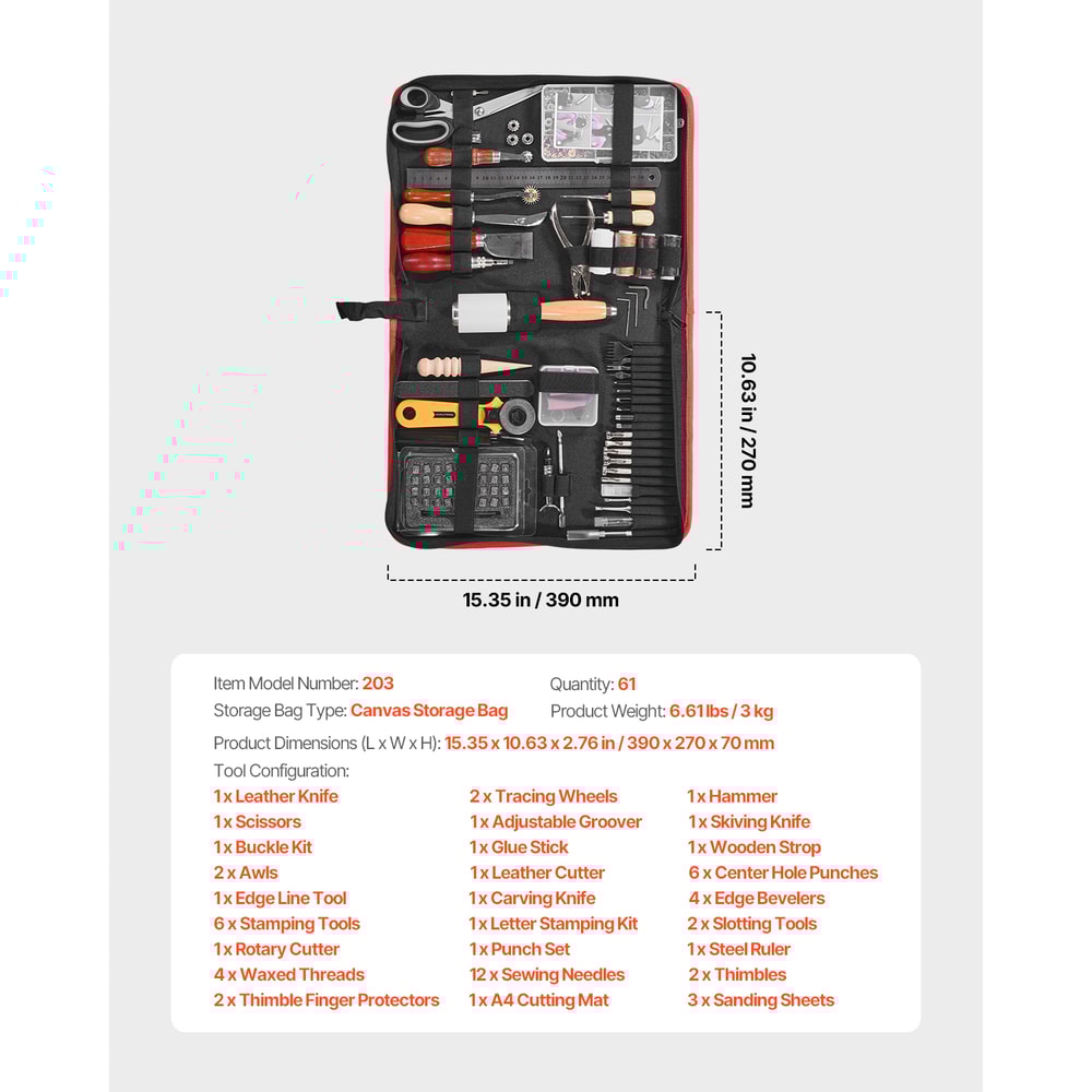 Leather Craft Tools Kit Engraving Punching Sewing Stamping Tools With Storage Bag 5