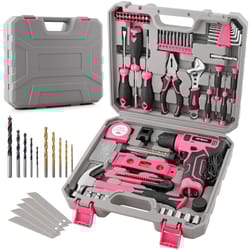 power tool set home repair tools kit with lithium drill magnetic precision bits and toolbox