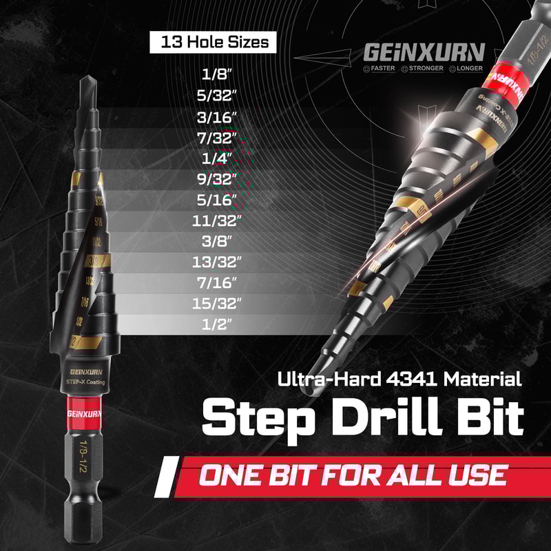 DIY Tools Set Packaged with Impact Screwdriver Bits, Mini Wrench, Step Drill, Socket Adapter, and Bit Holder