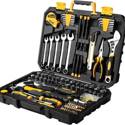 general household hand tool kit auto repair tool set with plastic storage case