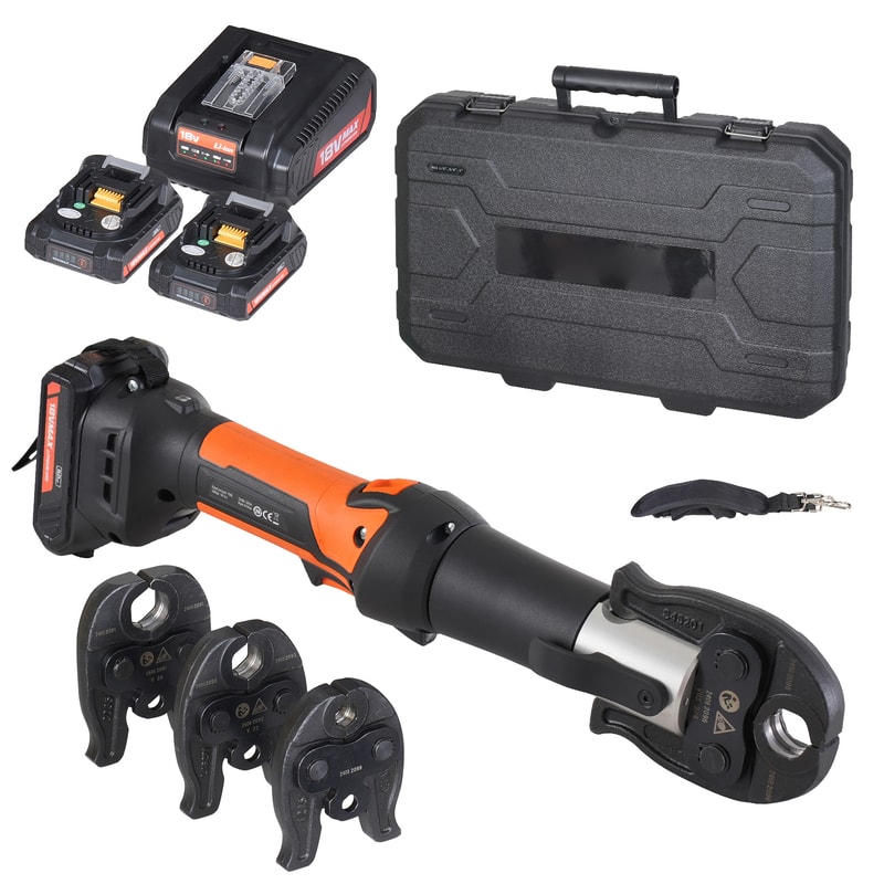 Electric Pipe Crimping Tool Pro Press Tool and Battery Kit with Jaws Battery Press Kit