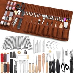 leather craft sewing tools set with awl upholstery thread needles thimble for diy repair stitching