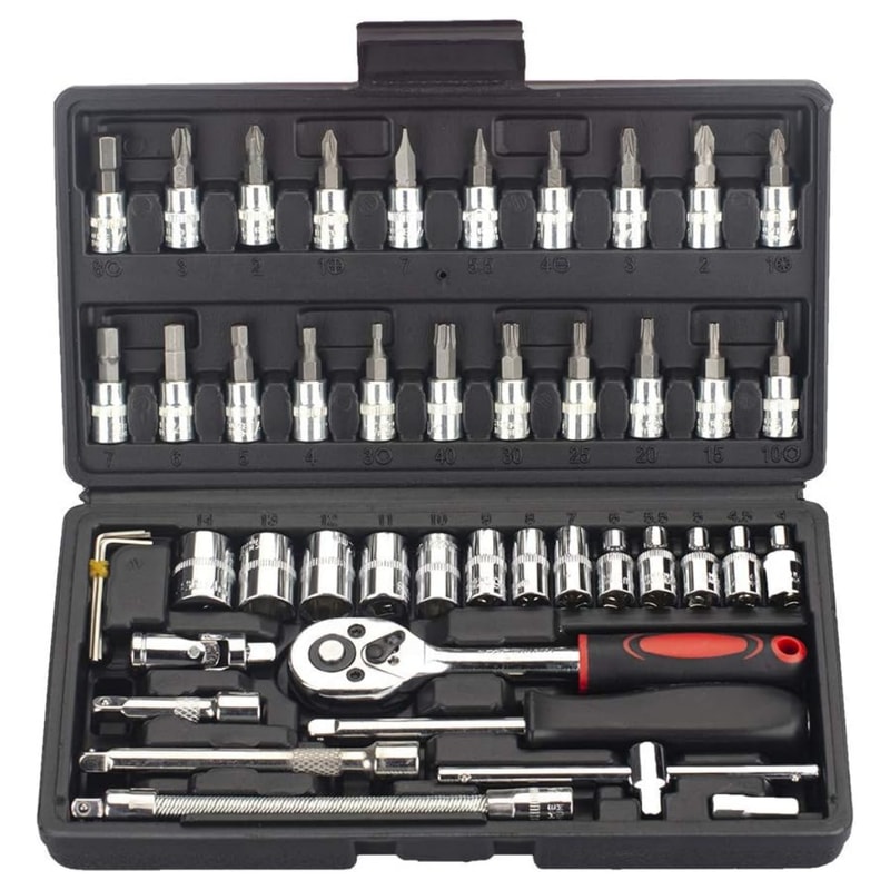 Metric Ratchet Wrench Set Drive Socket Set With CRV Sockets Household Auto Repair Mechanic Tool Kit 0