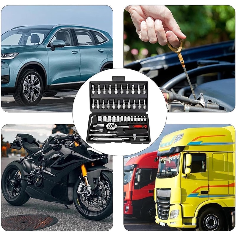 Metric Ratchet Wrench Set Drive Socket Set With CRV Sockets Household Auto Repair Mechanic Tool Kit 2