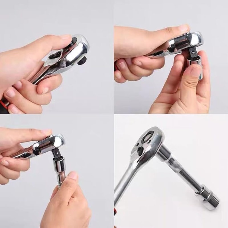 Metric Ratchet Wrench Set Drive Socket Set With CRV Sockets Household Auto Repair Mechanic Tool Kit 3