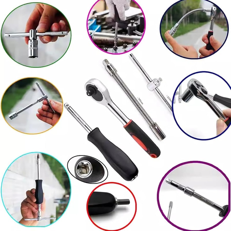 Metric Ratchet Wrench Set Drive Socket Set With CRV Sockets Household Auto Repair Mechanic Tool Kit 4