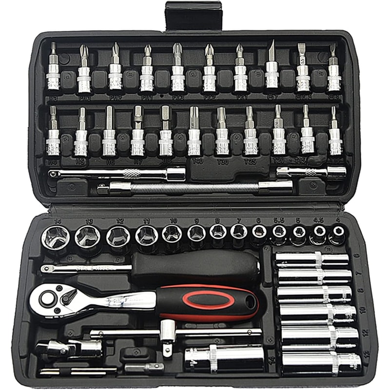 Metric Ratchet Wrench Set Drive Socket Set With CRV Sockets Household Auto Repair Mechanic Tool Kit 5