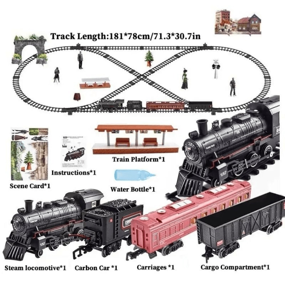 Electric Train Set With Steam Light Sound Educational STEM Toy For Kids Playtime 1