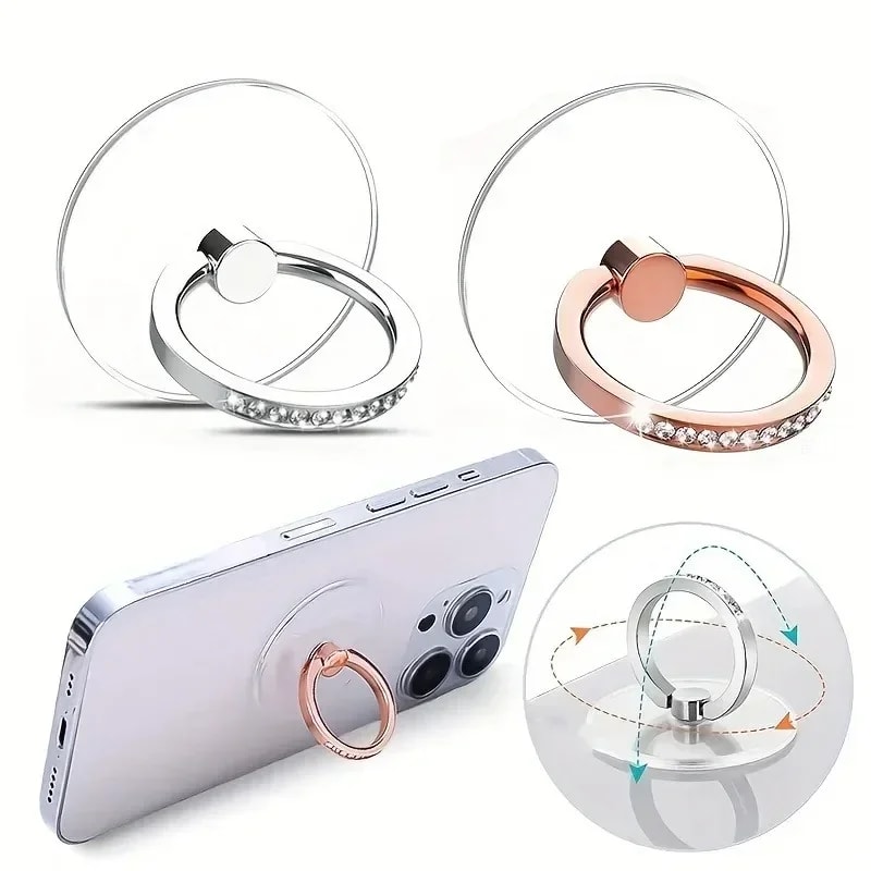 Transparent Circle Finger Ring Mobile Phone Holder Universal Cellphone Bracket for Men & Women