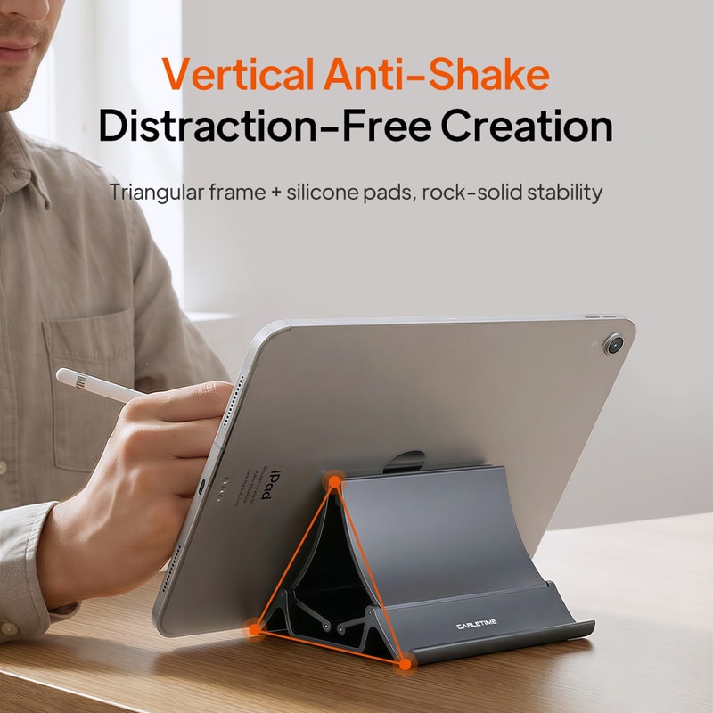 Gravity Lock Vertical Laptop Stand For Desk With Dual Slot And Silicone Protection 4