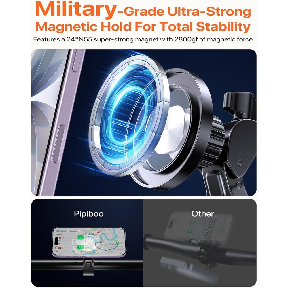 MagSafe Bike Phone Mount with Clamp Handlebar Holder for Stroller Peloton and Treadmill