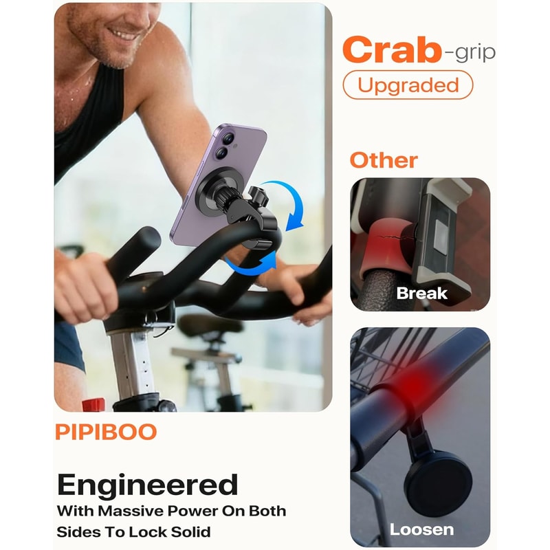 MagSafe Bike Phone Mount with Clamp Handlebar Holder for Stroller Peloton and Treadmill