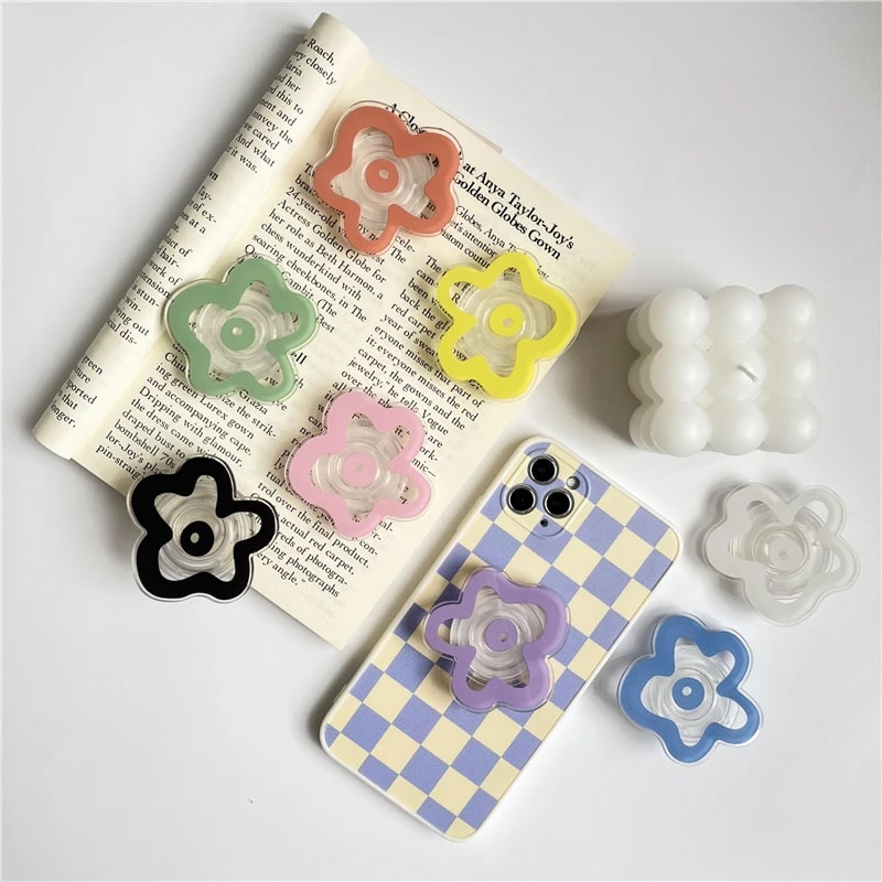 Glossy Flower Phone Grip Stand Foldable Phone Ring Holder 4