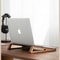 Black Walnut Wood Laptop Stand For Desk Ergonomic Notebook Riser With Cooling Open Design 3