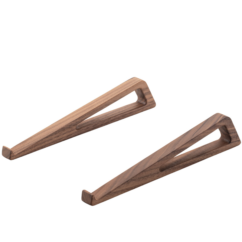 Black Walnut Wood Laptop Stand For Desk Ergonomic Notebook Riser With Cooling Open Design 4