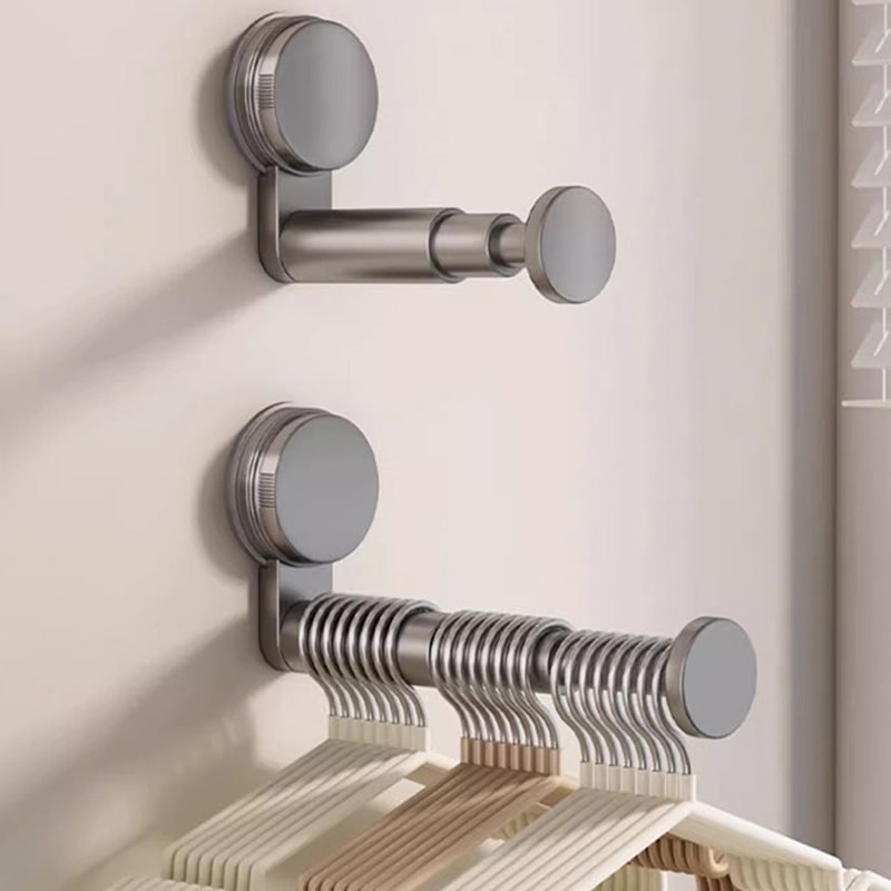 Retractable Hanger Rack No Drill Suction Cup Wall Organizer