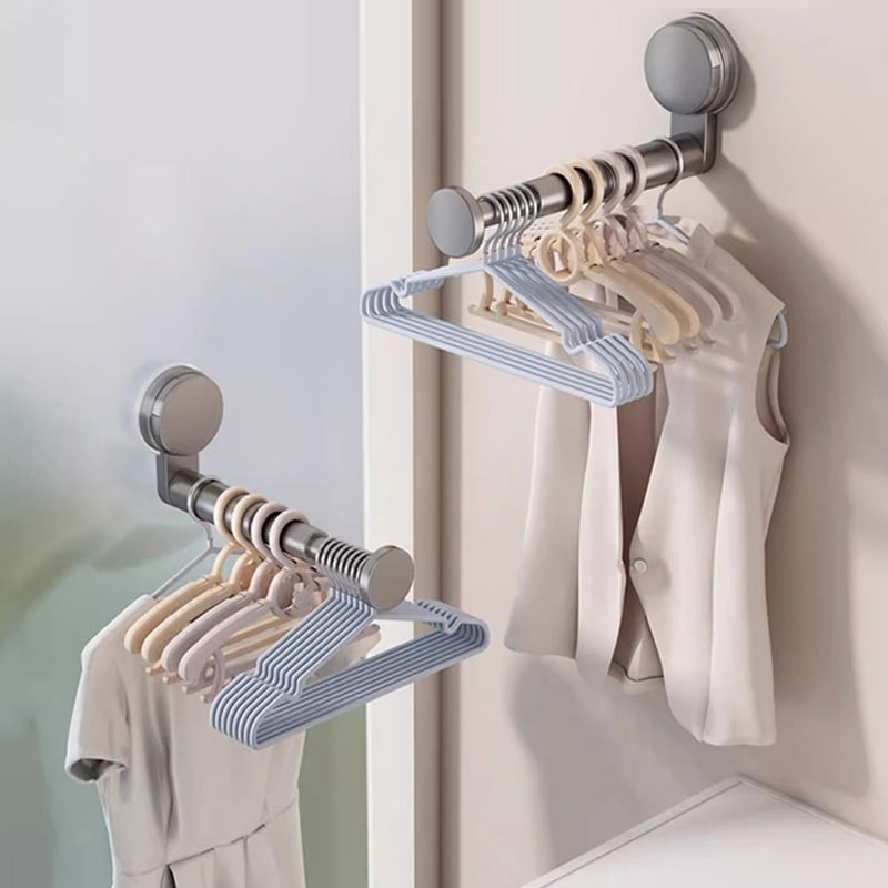 Retractable Hanger Rack No Drill Suction Cup Wall Organizer