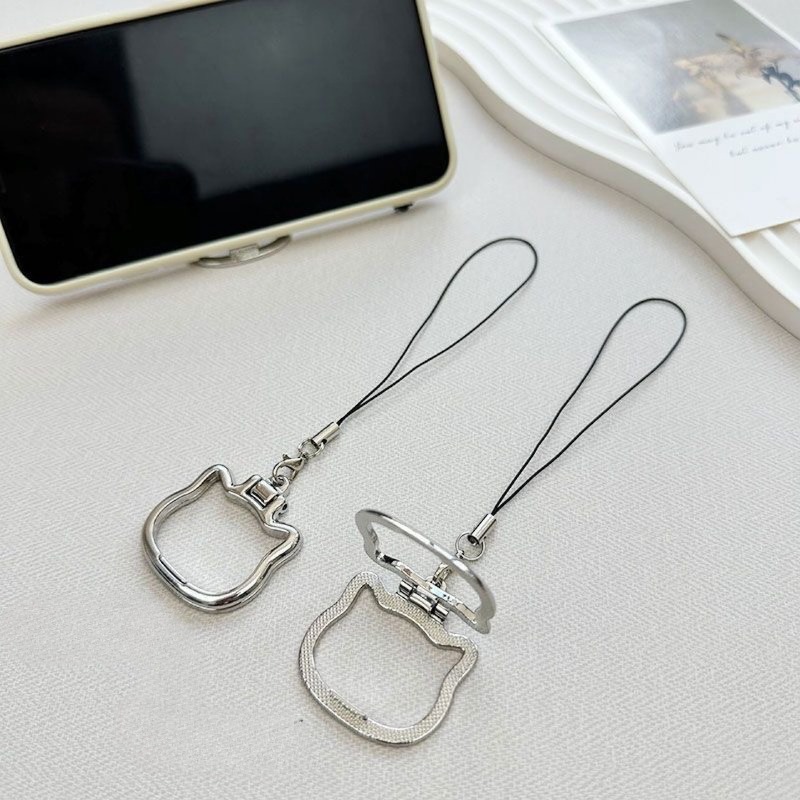 Cute Cat Phone Lanyard Grip and Phone Holder Stand for Desk Use