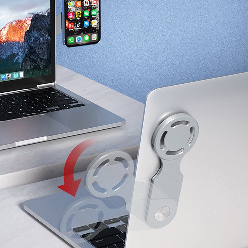 MagSafe Laptop Phone Mount With Foldable Monitor Side Holder 1
