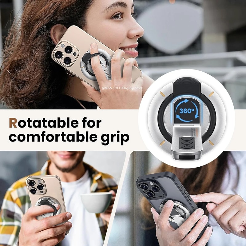 Magnetic Phone Ring Holder Stand For MagSafe Rotating Grip 6