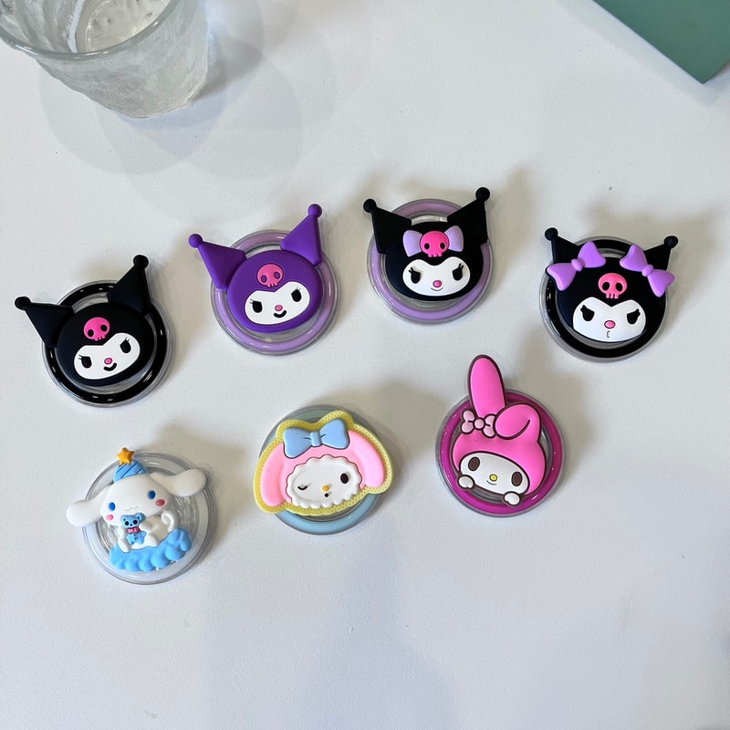 Sanrio Magnetic Phone Grip Stand With Kuromi And My Melody Design 1