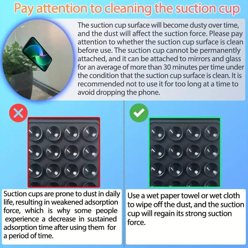 GripStick Silicone Suction Cup Phone Holder For Mirror Shower And Hands Free Videos 6