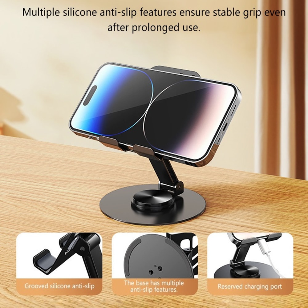 Rotating Aluminum Phone Stand Foldable Desk Holder 3