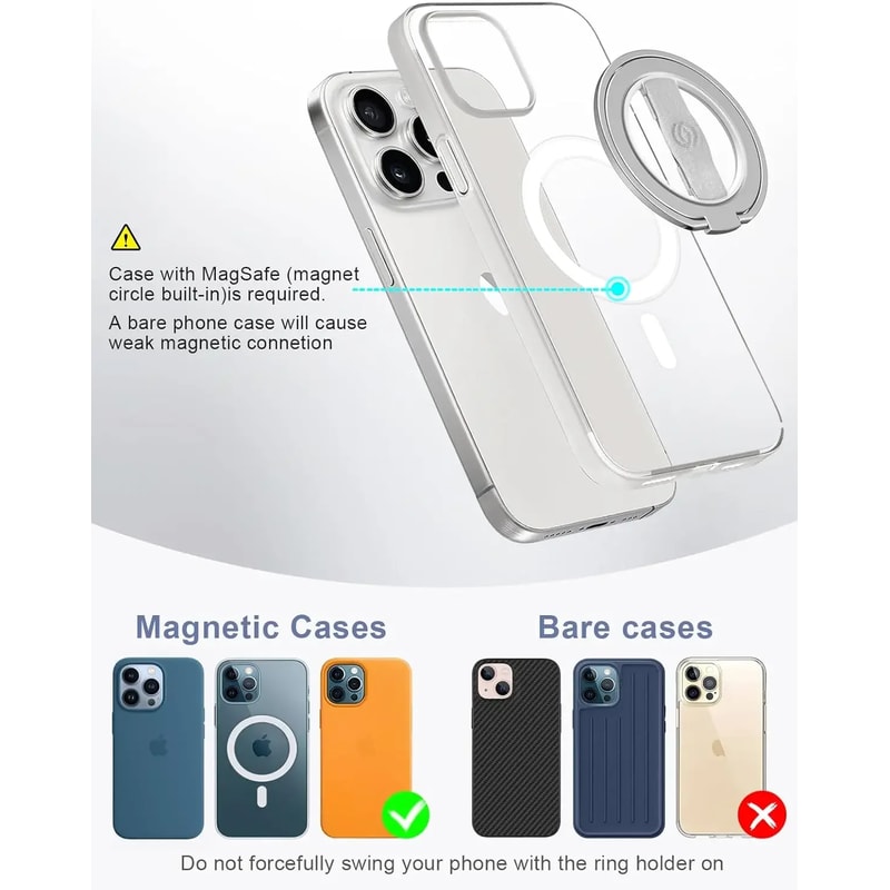 MagSafe Phone Ring Holder Stand Magnetic Grip Kickstand 3