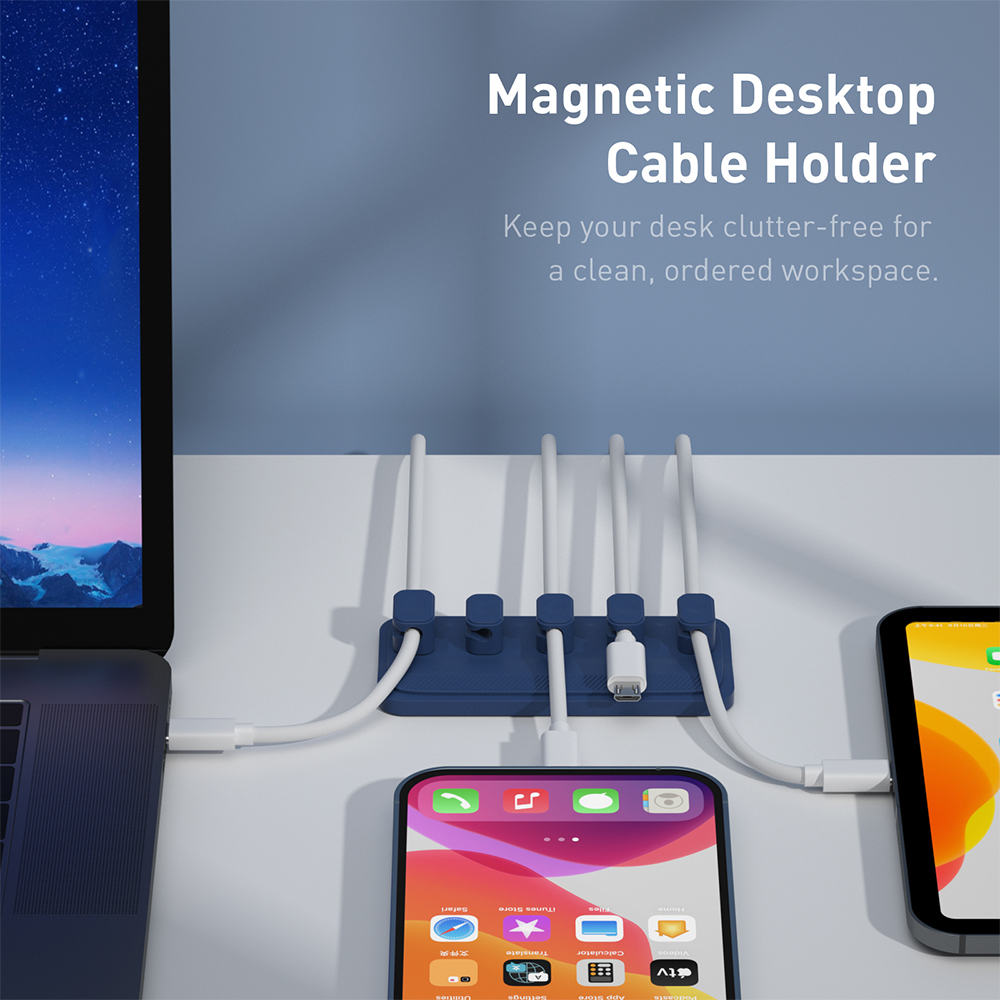 Magnetic Cable Holder for Car and Desk Silicone Cord Organizer Clips