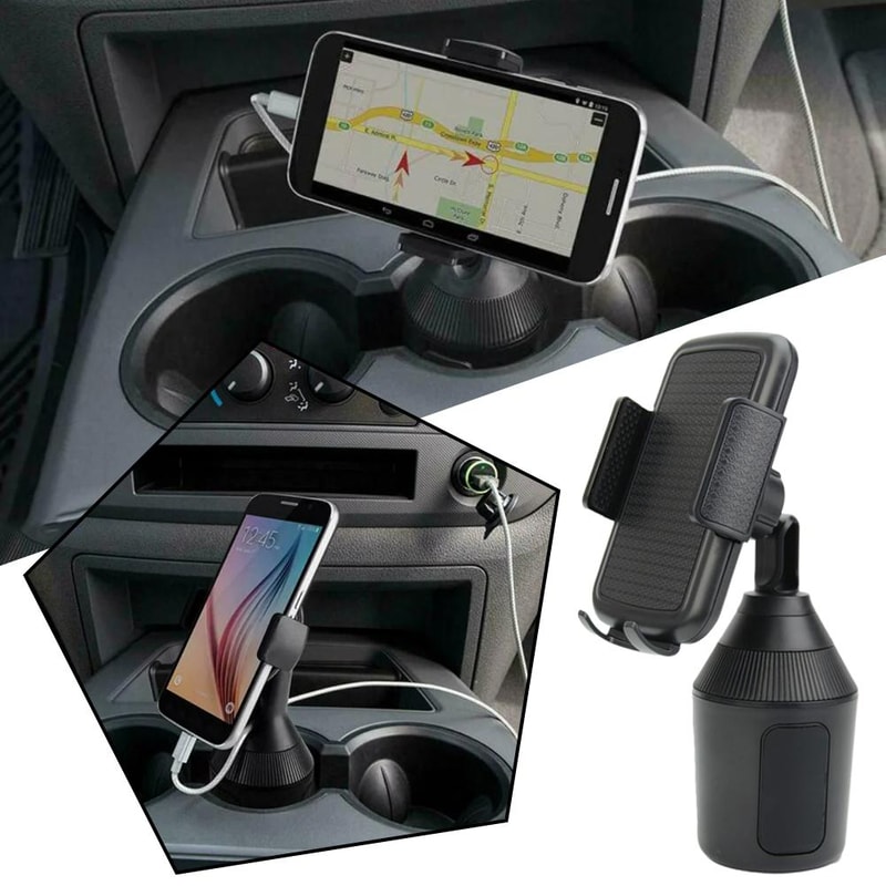 Universal Car Cup Holder Phone Mount With Rotating Stand And Adjustable Drink Holder 2