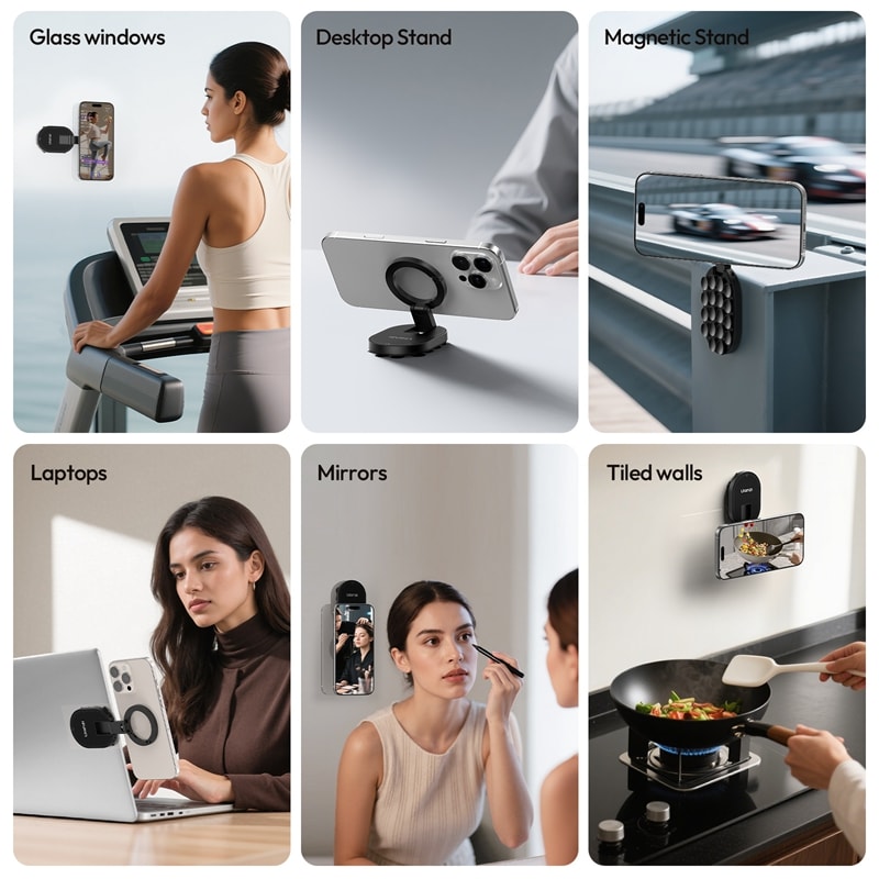 Magnetic Suction Phone Mount Stand for Car Dashboard, Desk & Glass Surfaces