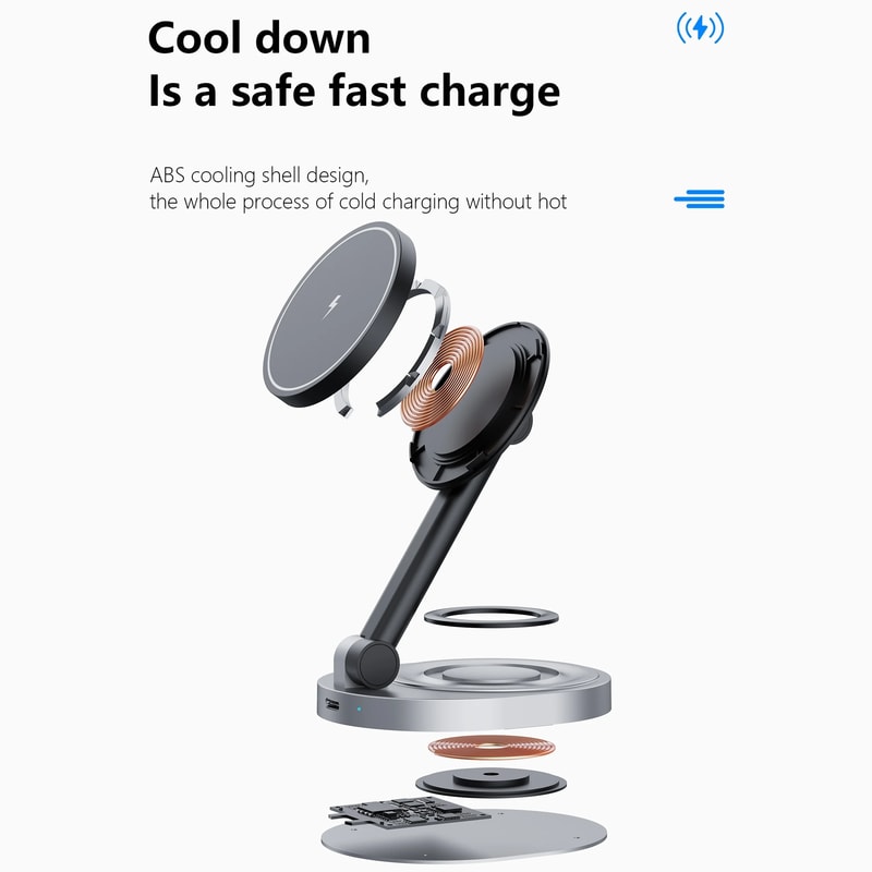 Foldable Magnetic Wireless Charger Stand Watch And Earbuds 4