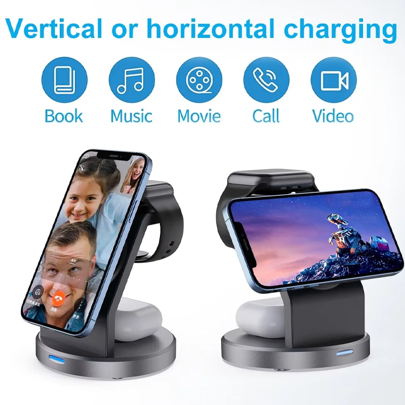 Wireless Charging Station With Magnetic MagSafe Charger Stand 3