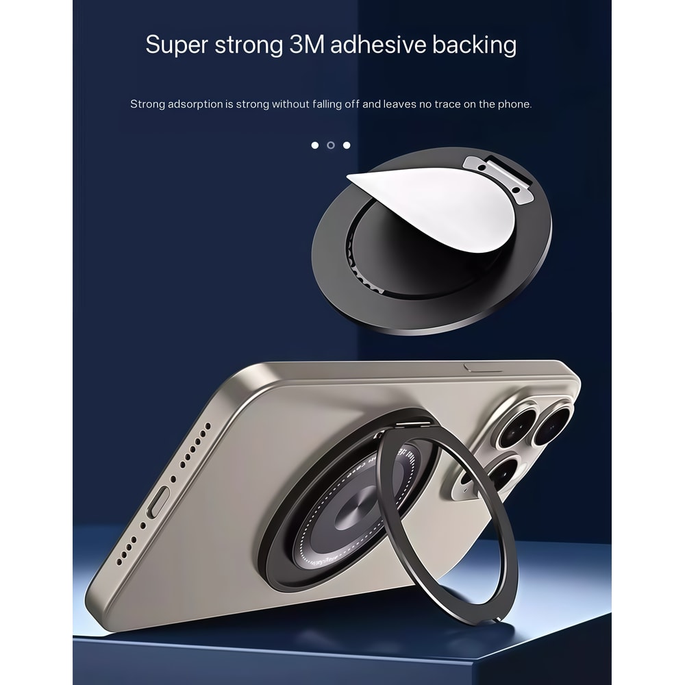 Magnetic Phone Ring Holder With Adhesive Grip And Rotating Stand 2