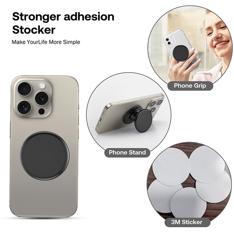 Slim Adhesive Phone Grip Stand Finger Holder for Secure One Hand Use