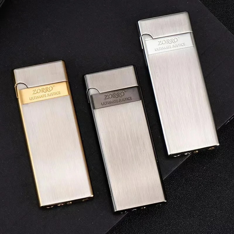 Zorro Ultra Thin Butane Lighter Slim Refillable Metal Pocket Lighter 2