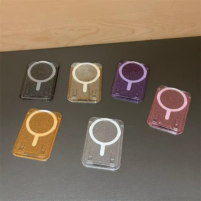 Glitter Stick On Phone Wallet Card Holder for Magnetic Mounts